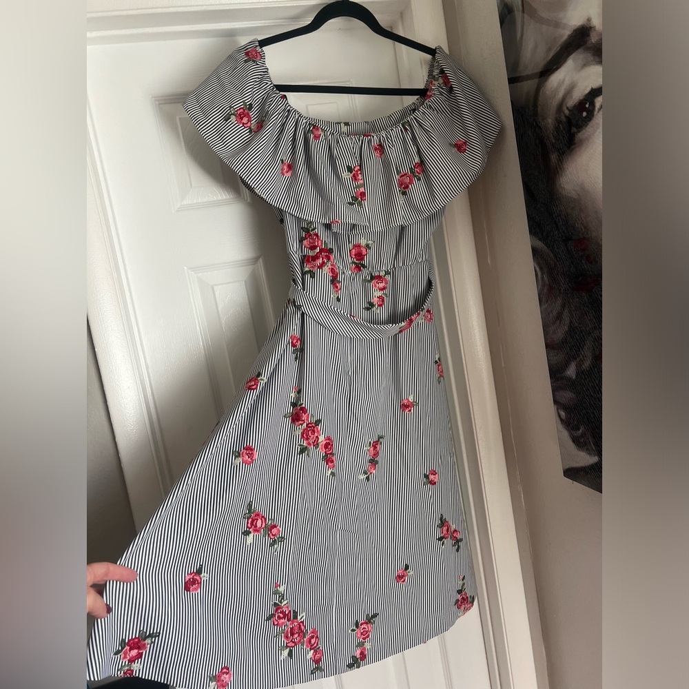Calvin Klein Dress with embroidered flowers.